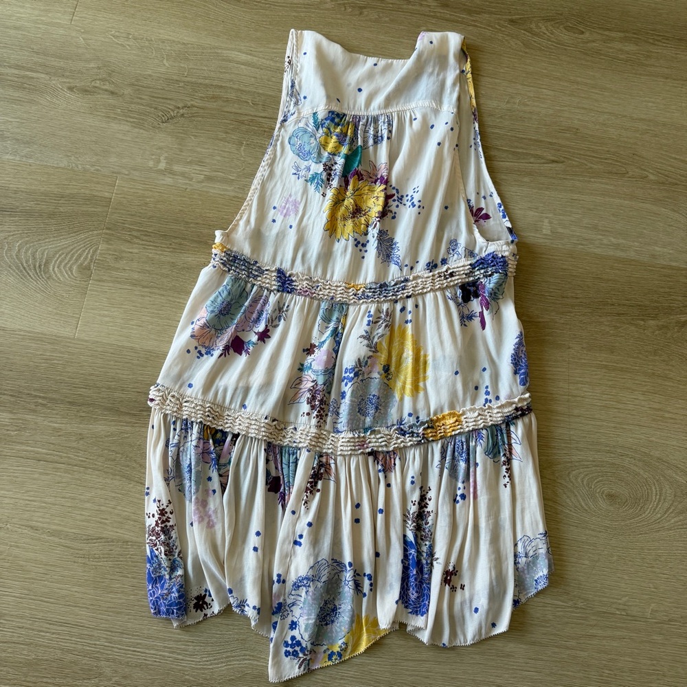 Free People Purple Haze Floral Tiered Tunic Top Size Small - Picture 7 of 11